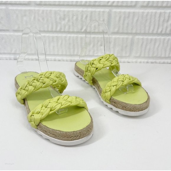 MARC FISHER Lime Green Braided Leather Espadrille Sandals sz 8 - Picture 4 of 9